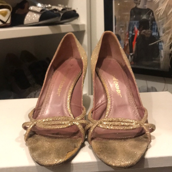 Jean Michel Cabazat gold sparkly heels 38.5 - Picture 2 of 8